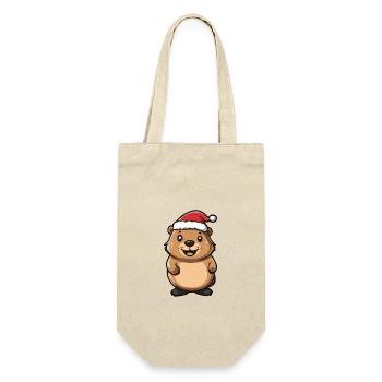 Beaver Christmas Christmas - Gift Bag for Bottles - nature - Front