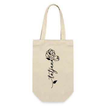 Tatjana Name Vorname Namensblume - Geschenkbeutel für Flaschen - Natur - Vorne