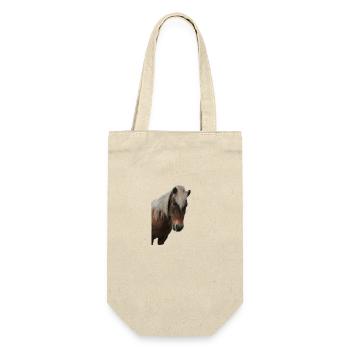 Pferde T-shirt Geschenk Reiter  - Geschenkbeutel für Flaschen - Natur - Vorne