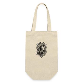 Native American Woman Face Feather Headdress Spirit Feathers - Gift Bag for Bottles - nature - Front