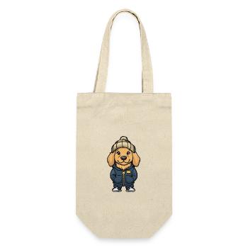 Golden Retriever Hund Winter - Geschenkbeutel für Flaschen - Natur - Vorne
