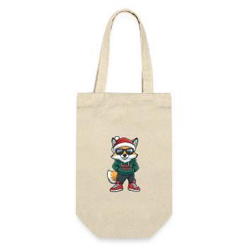 Fuchs Weihnachten Ugly Christmas - Geschenkbeutel für Flaschen - Natur - Vorne