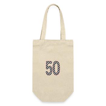 50. 50 JAHRE. 50-JÄHRIGES JUBILÄUM. 50-JÄHRIGES JUBILÄUM. - Geschenkbeutel für Flaschen - Natur - Vorne