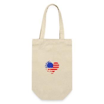 Heart US Flag - Gift Bag for Bottles - nature - Front