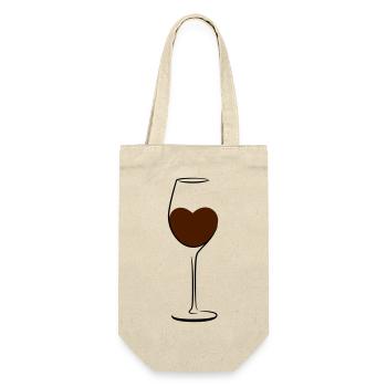 Wine heart wine glass lover alcohol - Gift Bag for Bottles - nature - Front