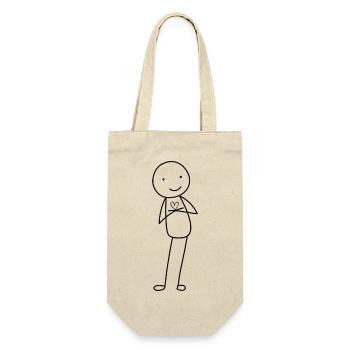 Stick figure with heart - Gift Bag for Bottles - nature - Front