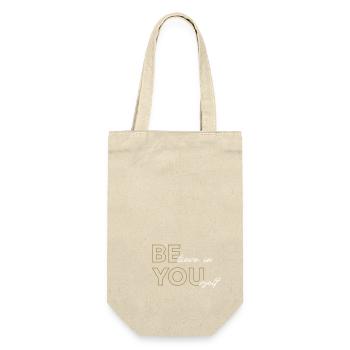 BElieve in YOUrself – 2 Farben - Geschenkbeutel für Flaschen - Natur - Vorne
