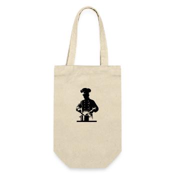Küchenkoch und Hobbykoch Silhouette Portrait - Geschenkbeutel für Flaschen - Natur - Vorne