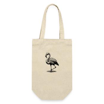 Eleganter Flamingo steht auf einem Bein - Geschenkbeutel für Flaschen - Natur - Vorne