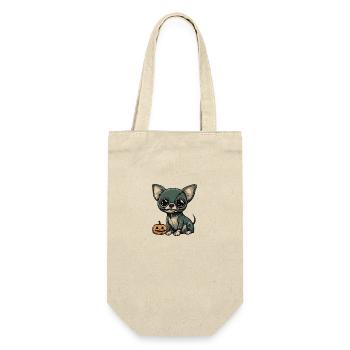 Chihuahua Hund Halloween Lustig Zombie - Geschenkbeutel für Flaschen - Natur - Vorne