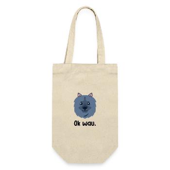 Ok wau mit Keeshond Hundeliebhaber - Geschenkbeutel für Flaschen - Natur - Vorne