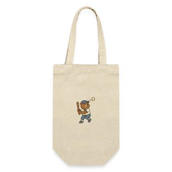 Baseball - Bär - Geschenkbeutel für Flaschen - Natur - Vorne