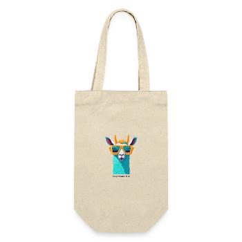 Retro-Lama-Revolte - Geschenkbeutel für Flaschen - Natur - Vorne