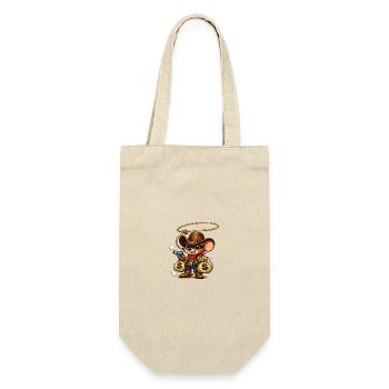 Cowboy-Maus-Beute-Greifer - Geschenkbeutel für Flaschen - Natur - Vorne