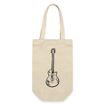 E-Gitarre Silhouette, Schwarzes Design, Musik - Geschenkbeutel für Flaschen - Natur - Vorne