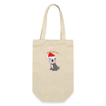 Chien mignon avec chapeau de Noël - Sac à bouteille - nature - Devant