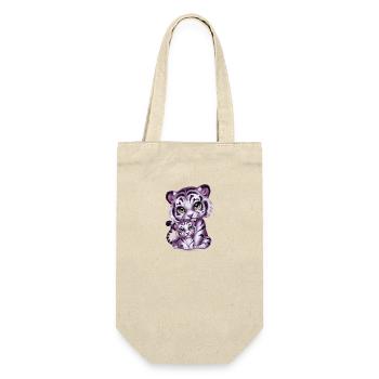 Weißer Tiger mit Tiger Mutter - Geschenkbeutel für Flaschen - Natur - Vorne