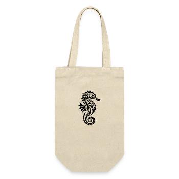 Wasser Schwimmtraining Tribal Seepferdchen Tattoo - Geschenkbeutel für Flaschen - Natur - Vorne