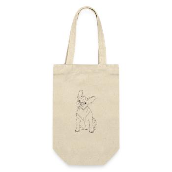 Französische Bulldogge - Geschenkbeutel für Flaschen - Natur - Vorne