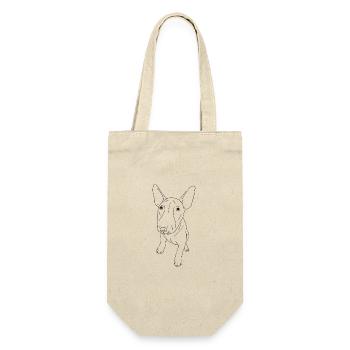 Bullterrier Puppy - Geschenkbeutel für Flaschen - Natur - Vorne