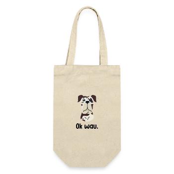 Ok wau mit Great Dane Hundeliebhaber - Geschenkbeutel für Flaschen - Natur - Vorne
