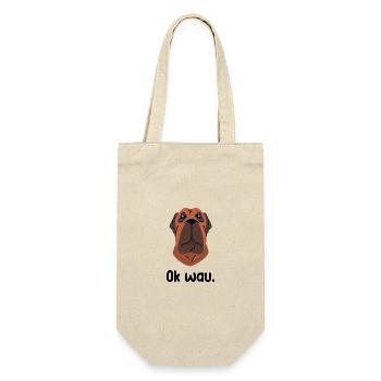 Ok wau mit Fila Brasileiro Hundeliebhaber - Geschenkbeutel für Flaschen - Natur - Vorne