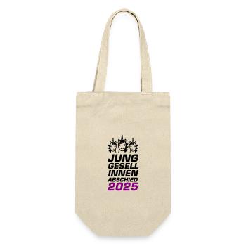 Junggesellinnenabschied 2025 Einhorn - Geschenkbeutel für Flaschen - Natur - Vorne
