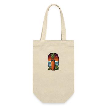Funky Karotte mit Sonnenbrille Strandgemüse - Geschenkbeutel für Flaschen - Natur - Vorne