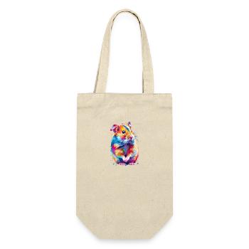 Niedlicher Hamster Regenbogenfarben - Geschenkbeutel für Flaschen - Natur - Vorne