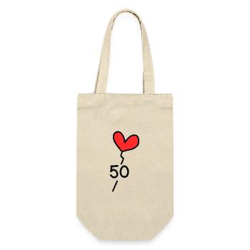 50. 50 JAHRE. 50-jähriges JUBILÄUM. GEBURTSTAG 50 JAHRE. - Geschenkbeutel für Flaschen - Natur - Vorne