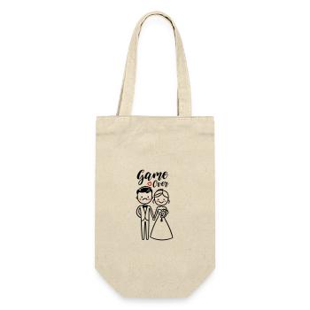 Hochzeit Game Over Bräutigam Braut - Geschenkbeutel für Flaschen - Natur - Vorne