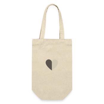 Zweifarbiges Herz braun-beige - Geschenkbeutel für Flaschen - Natur - Vorne