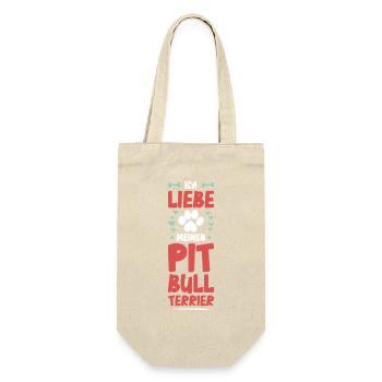 Ich liebe  Bull Terrier - Geschenkbeutel für Flaschen - Natur - Vorne