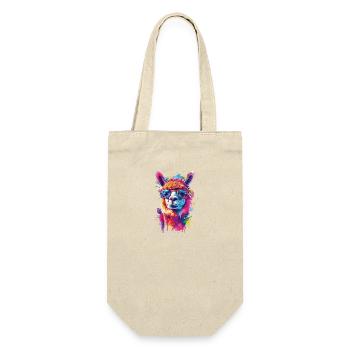 Alpaka Lama für Alpakaliebhaber - Geschenkbeutel für Flaschen - Natur - Vorne