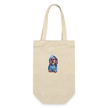 Funny spaniel in dog clothes. - Gift Bag for Bottles - nature - Front