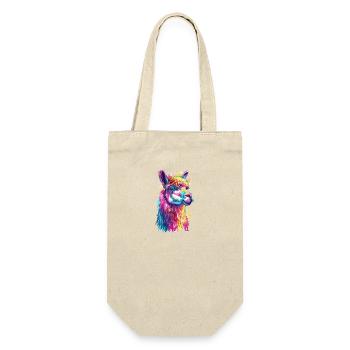 Alpaka Lama für Alpakaliebhaber - Geschenkbeutel für Flaschen - Natur - Vorne