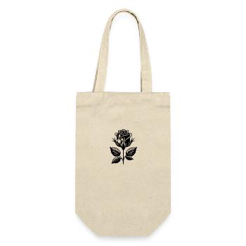 Blütenpracht dekoratives stilvolles Rosenmotiv - Geschenkbeutel für Flaschen - Natur - Vorne
