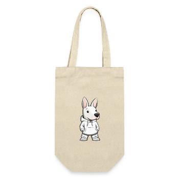 Bull Terrier Hund Lustig - Geschenkbeutel für Flaschen - Natur - Vorne