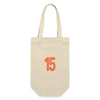 15. 15 JAHRE. 15-JÄHRIGES JUBILÄUM. 15-JÄHRIGES JUBILÄUM. - Geschenkbeutel für Flaschen - Natur - Vorne