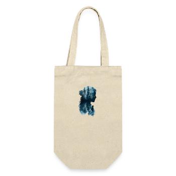 Natur Silhouette Wald Frau - Geschenkbeutel für Flaschen - Natur - Vorne