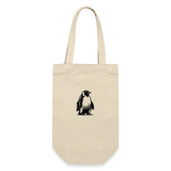 Putziger schlauer Pinguin Tattoo Illustration - Geschenkbeutel für Flaschen - Natur - Vorne