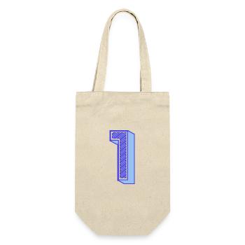 1. 1 JAHR. 1. JAHRESTAG. 1 JAHR GEBURTSTAG - Geschenkbeutel für Flaschen - Natur - Vorne