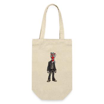 Urbaner Clown im Lederlook - Geschenkbeutel für Flaschen - Natur - Vorne