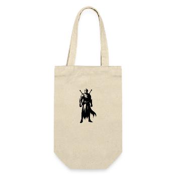 Stolzer Ritter Krieger mit Schwert und Schild - Geschenkbeutel für Flaschen - Natur - Vorne