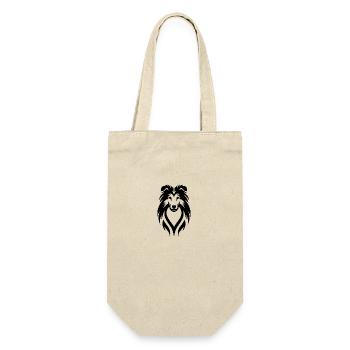 Dog portrait long-haired dog in tribal style - Gift Bag for Bottles - nature - Front