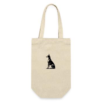 Edle Dobermann Tattoo Hunde Silhouette - Geschenkbeutel für Flaschen - Natur - Vorne