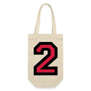 Zahl 2 - Nummer 2 (Rot) Nr. 2 - Geschenkbeutel für Flaschen - Natur - Vorne