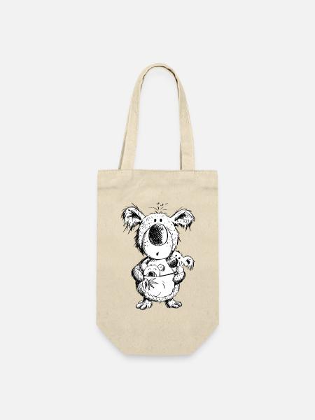 Koala Mama Mit Babys - Geschenkbeutel für Flaschen - Natur