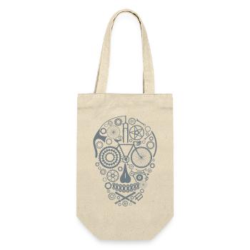 Bicycle Skull grey - Geschenkbeutel für Flaschen - Natur - Vorne