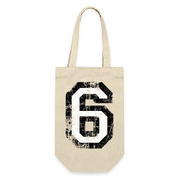 Zahl 6 (Vintage Weiß) 6. Geburtstag Nr. 6 - Geschenkbeutel für Flaschen - Natur - Vorne